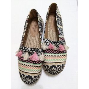 Crown Vintage Womens Tasseled Espadrille Shoes Size 8 Kalani Multi Boho Print